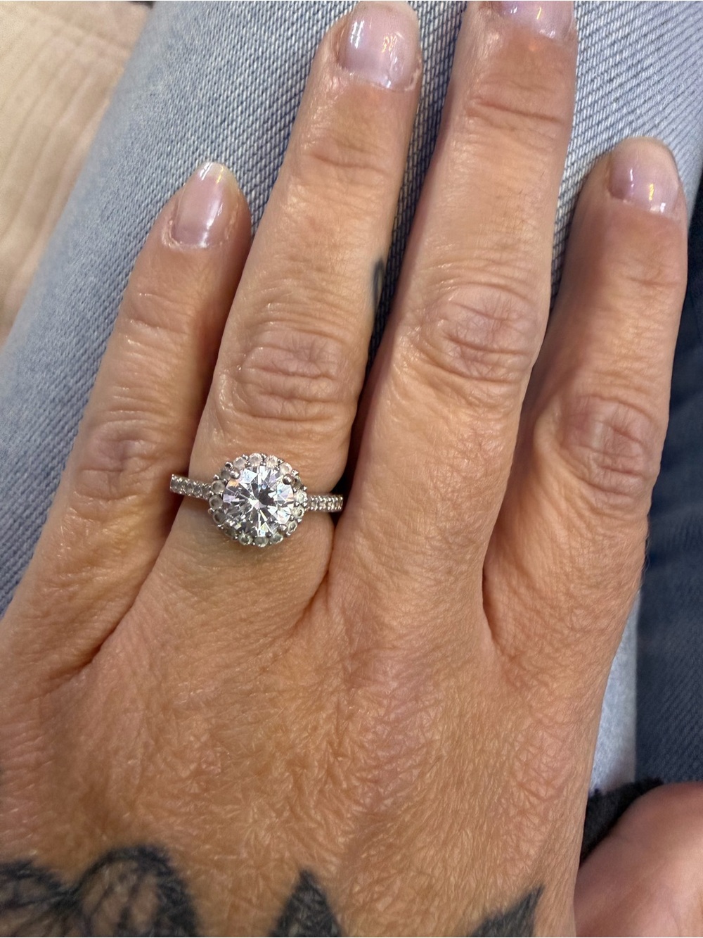 Round Halo Ring in Silver with Clear Center Stone